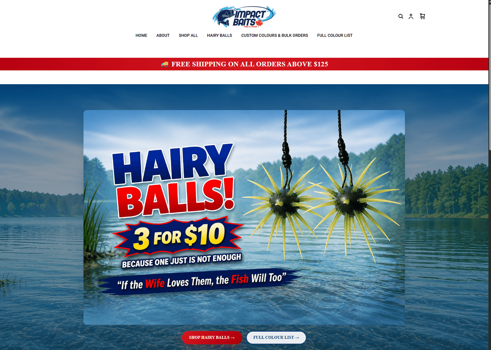 Impact Baits online storefront homepage
